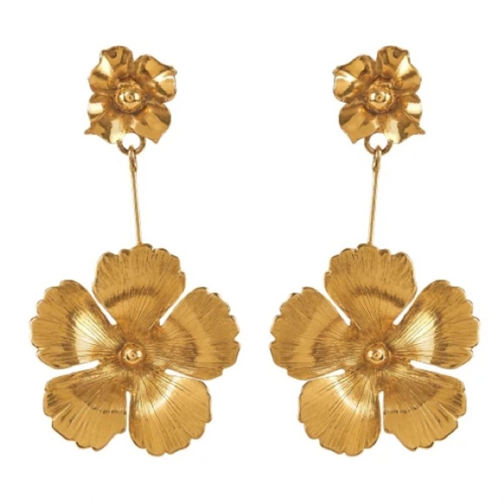 JENNIFER BEHR Kalina Gold Floral Drop Earrings